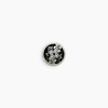 Metal Buttons: Silver Flower and Stems Round